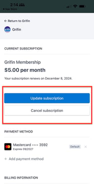 Stripe cancel manage subscription